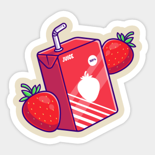 Strawberry Juice Box Cartoon Sticker